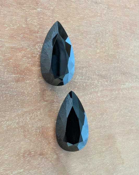 Black Spinels – Bespoke Teardrop Matched Pair 17.26ct